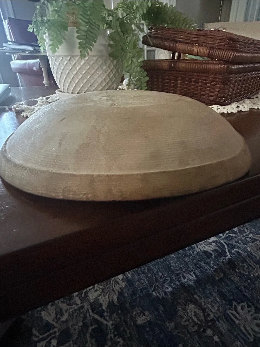 Handcrafted Brown Wooden Serving Bowl - Rustic Home Kitchen Accent